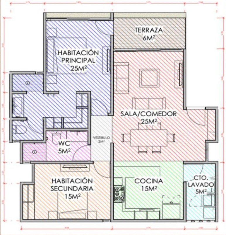 Departamento 201 en La Veleta, llave en mano — plano 3